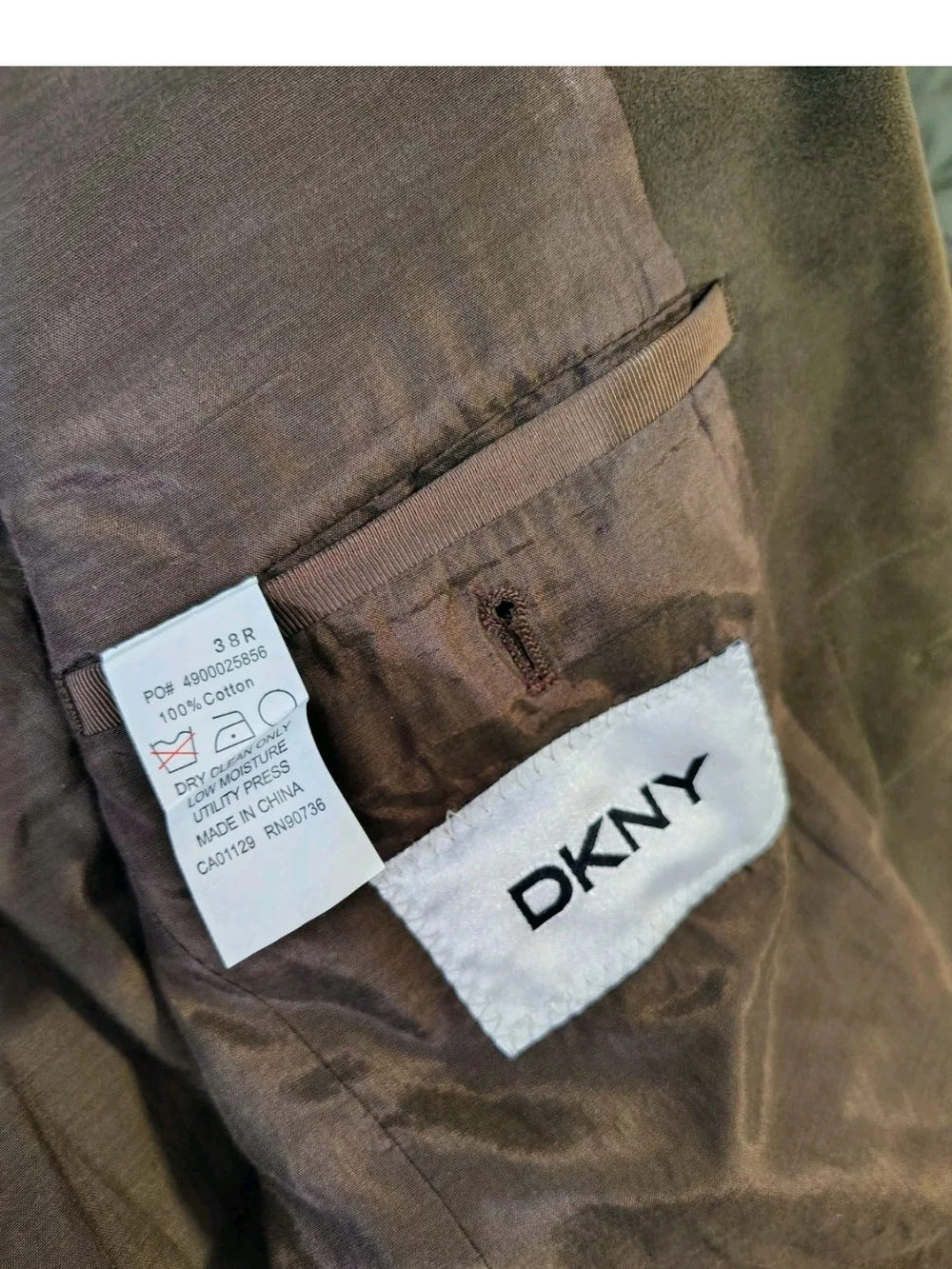 Men's DKNY Brown Blazer Sport Coat Cotton Size 38R